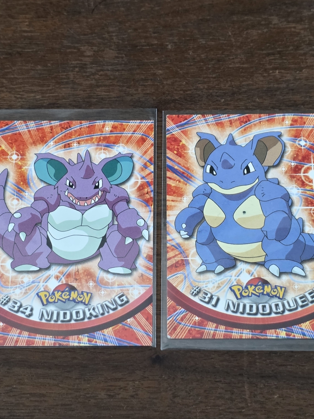 vintage 1999 Pokemon Topps Tcg Nidoking #34 & Nidoqueen #31 - Non holo cards